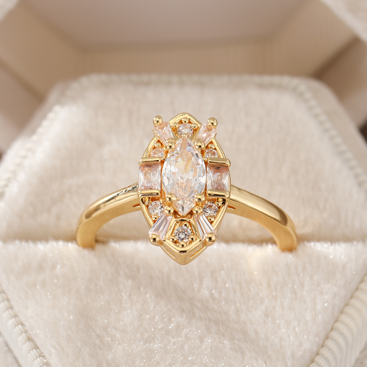Luxurious Elegant Style Large Briolette Cut Ring for Women